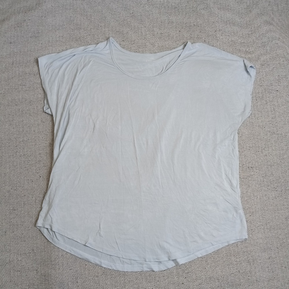 Lands End T-Shirt Womens Large Petite L/P Blue Excellent Short Sleeve Scoop Neck